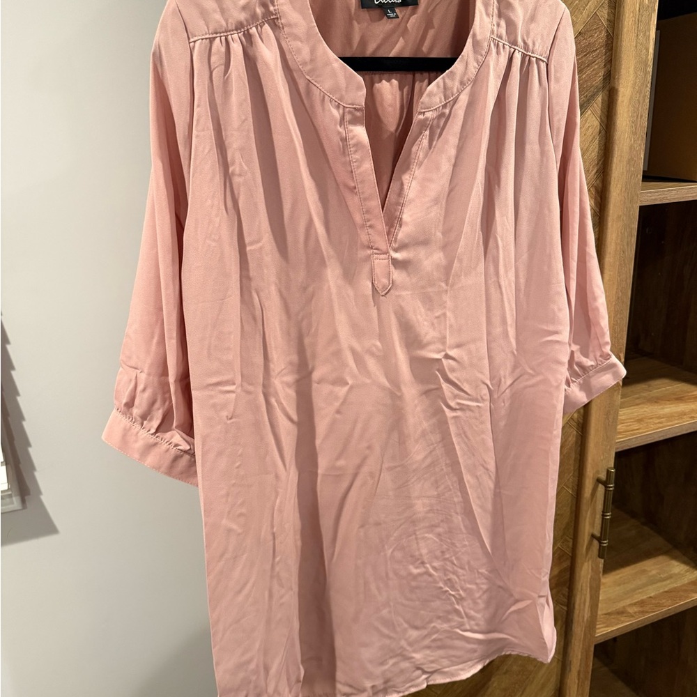 Eloquii Blush Pink Split-Neck Women's Dress